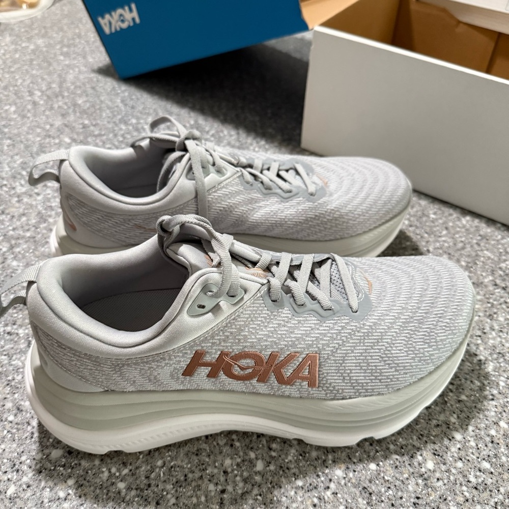 New Women’s Hoka One Gaviota 5 Harbor Mist /Rose Gold Running Sneakers size 9.5